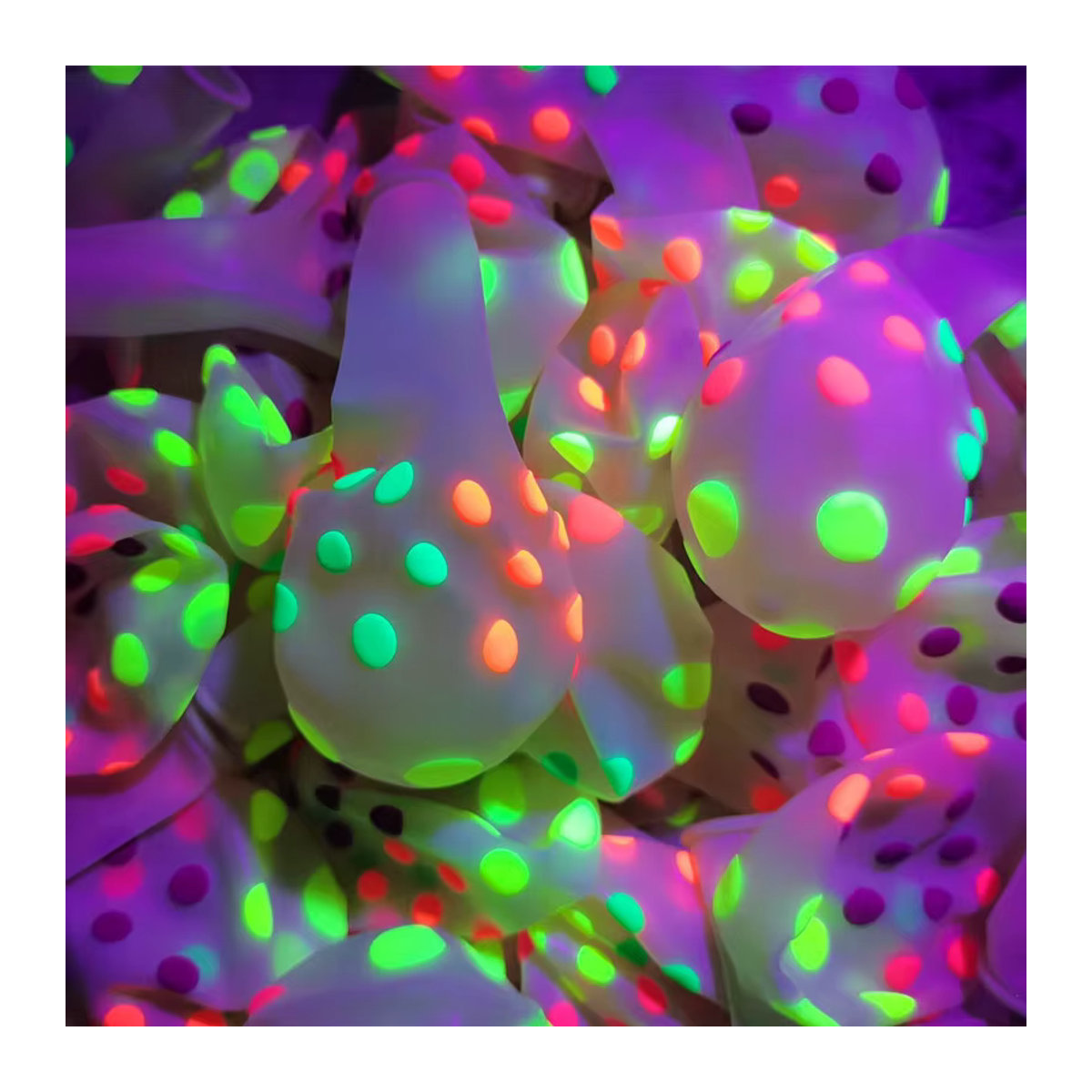 10 LQZZY Neon UV Schwarzlicht reaktive Latex Ballons mit Sternen und Punkten in Mehrfarbig und Transparent für deine Geburtstagsdekoration - Bild 1