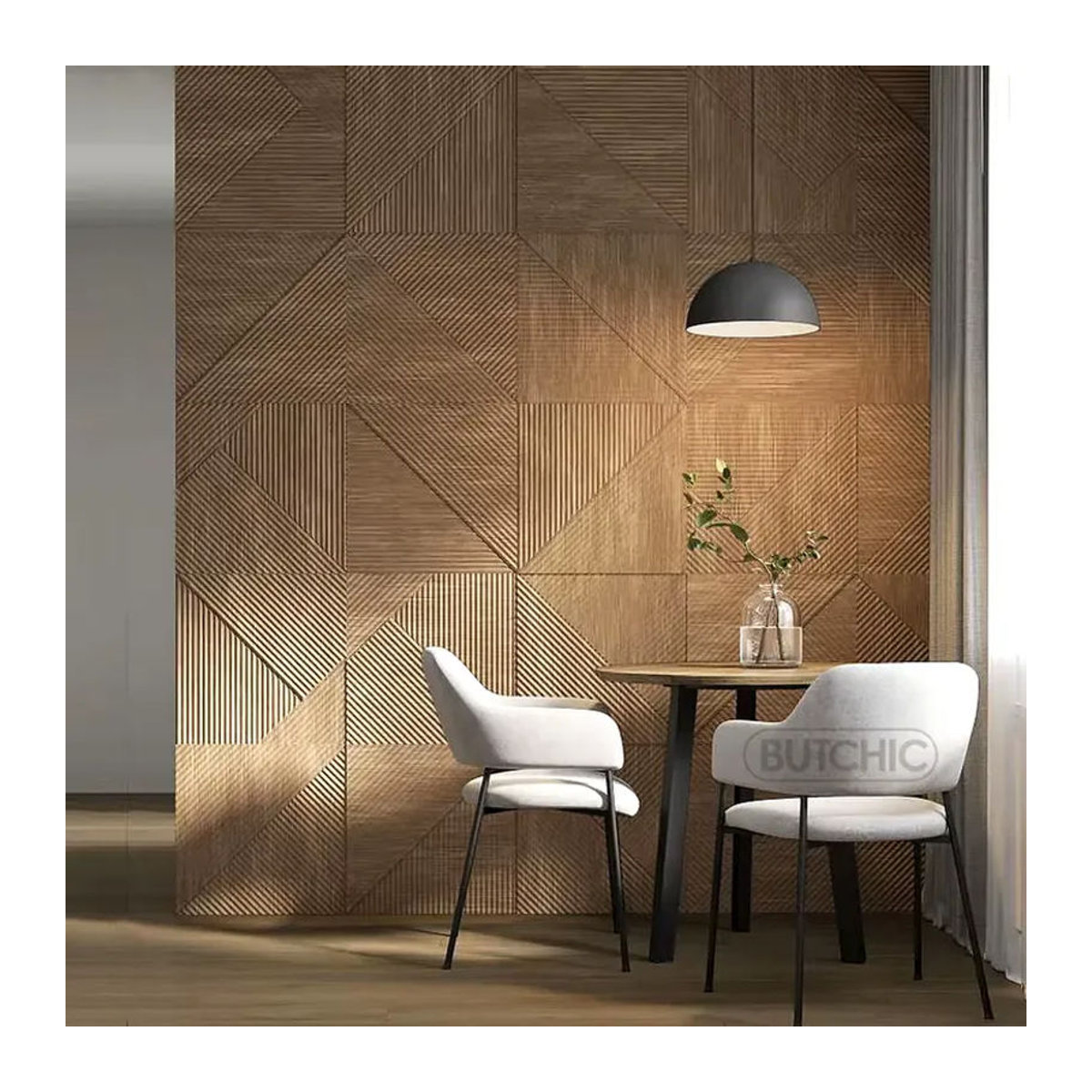 10 Stück 3D-Wandpaneele in Holzmaserung Champagnergold, quadratische Wandaufkleber für Dekoration und Hochzeiten, B/B: 30 x 30 cm - Bild 1