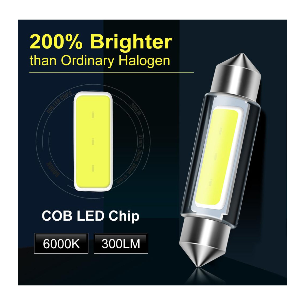 10 Stück C5W C10W LED-COB-Lampen für Auto-Innenraum, Kuppel, Nummernschild und Innenleselicht, 12 V, 6000 K Kaltweiß, Länge: 39 mm - Bild 2