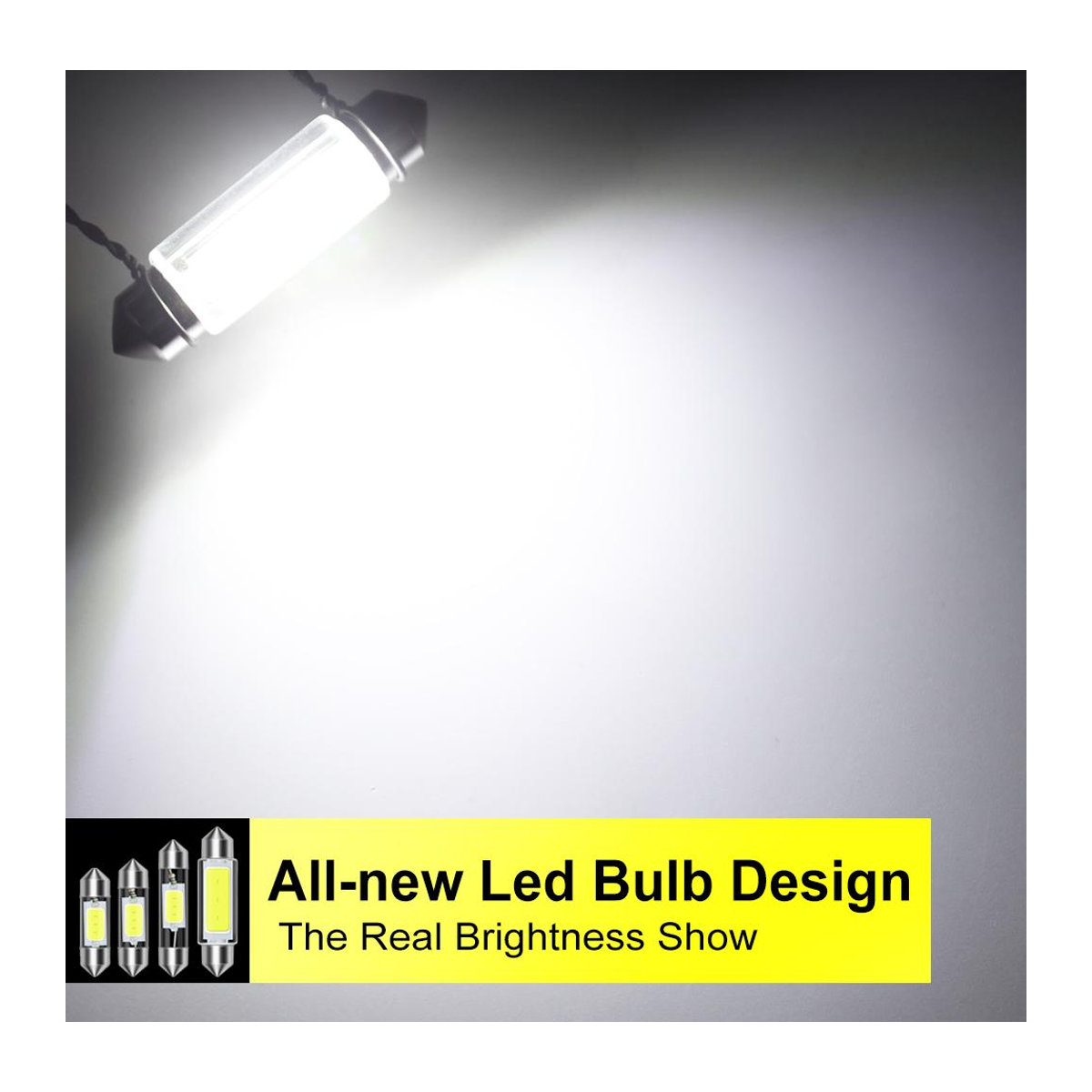 10 Stück C5W C10W LED-COB-Lampen für Auto-Innenraum, Kuppel, Nummernschild und Innenleselicht, 12 V, 6000 K Kaltweiß, Länge: 39 mm - Bild 3