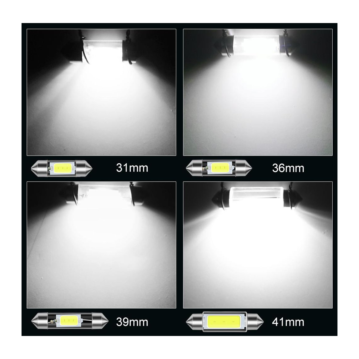 10 Stück C5W C10W LED-COB-Lampen für Auto-Innenraum, Kuppel, Nummernschild und Innenleselicht, 12 V, 6000 K Kaltweiß, Länge: 39 mm - Bild 4
