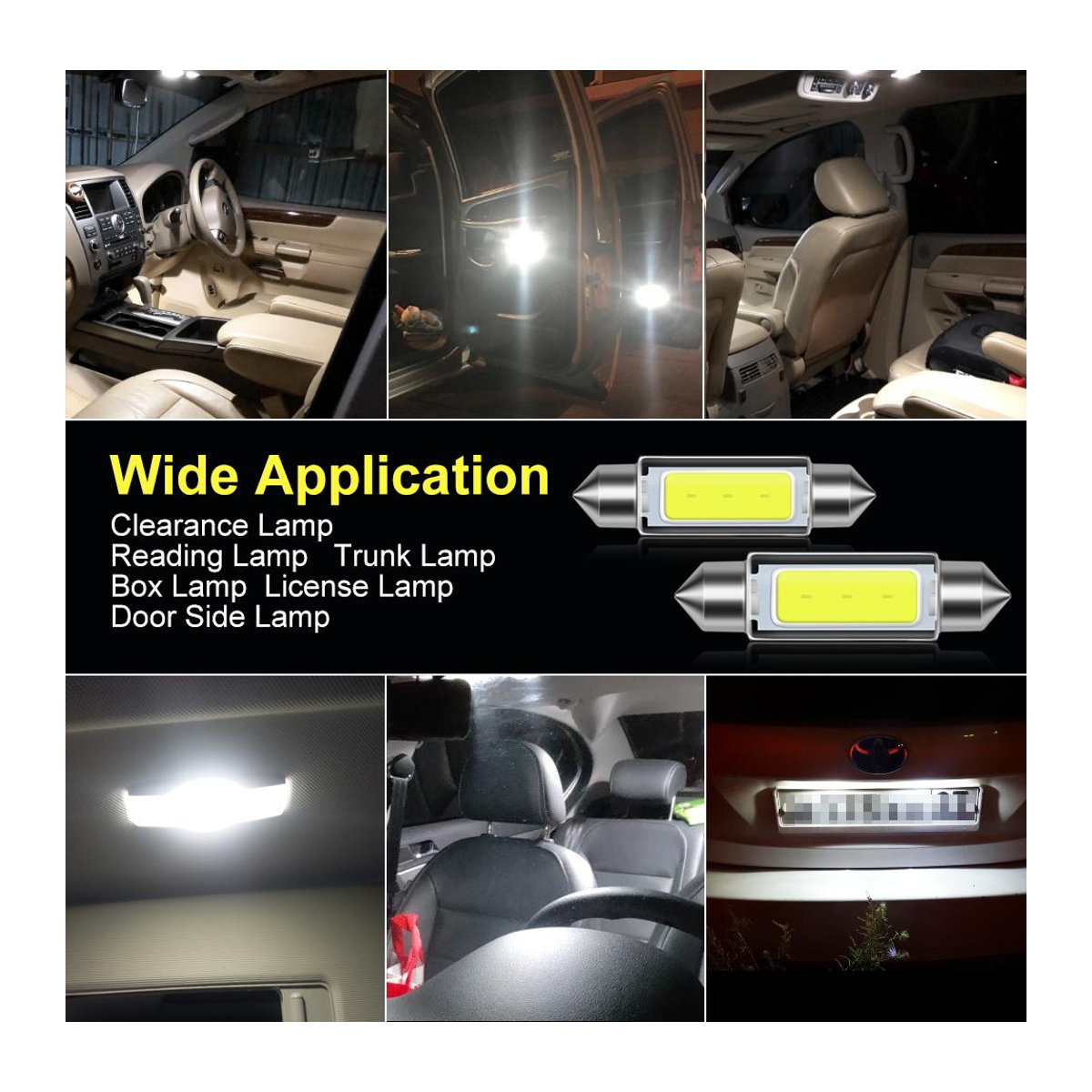 10 Stück C5W C10W LED-COB-Lampen für Auto-Innenraum, Kuppel, Nummernschild und Innenleselicht, 12 V, 6000 K Kaltweiß, Länge: 39 mm - Bild 5