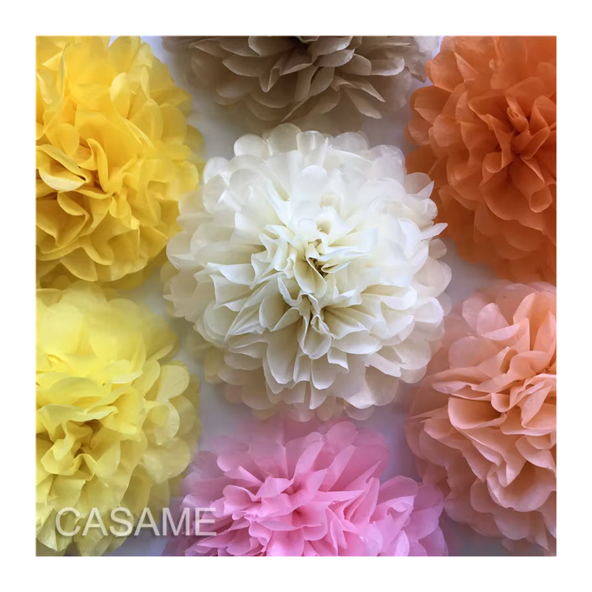 10 Stück Casame Seidenpapier Pom Poms Blumenkugeln in Mehrfarbig, Durchmesser: 25 cm, Dekoration für Hochzeit und Party - Bild 5
