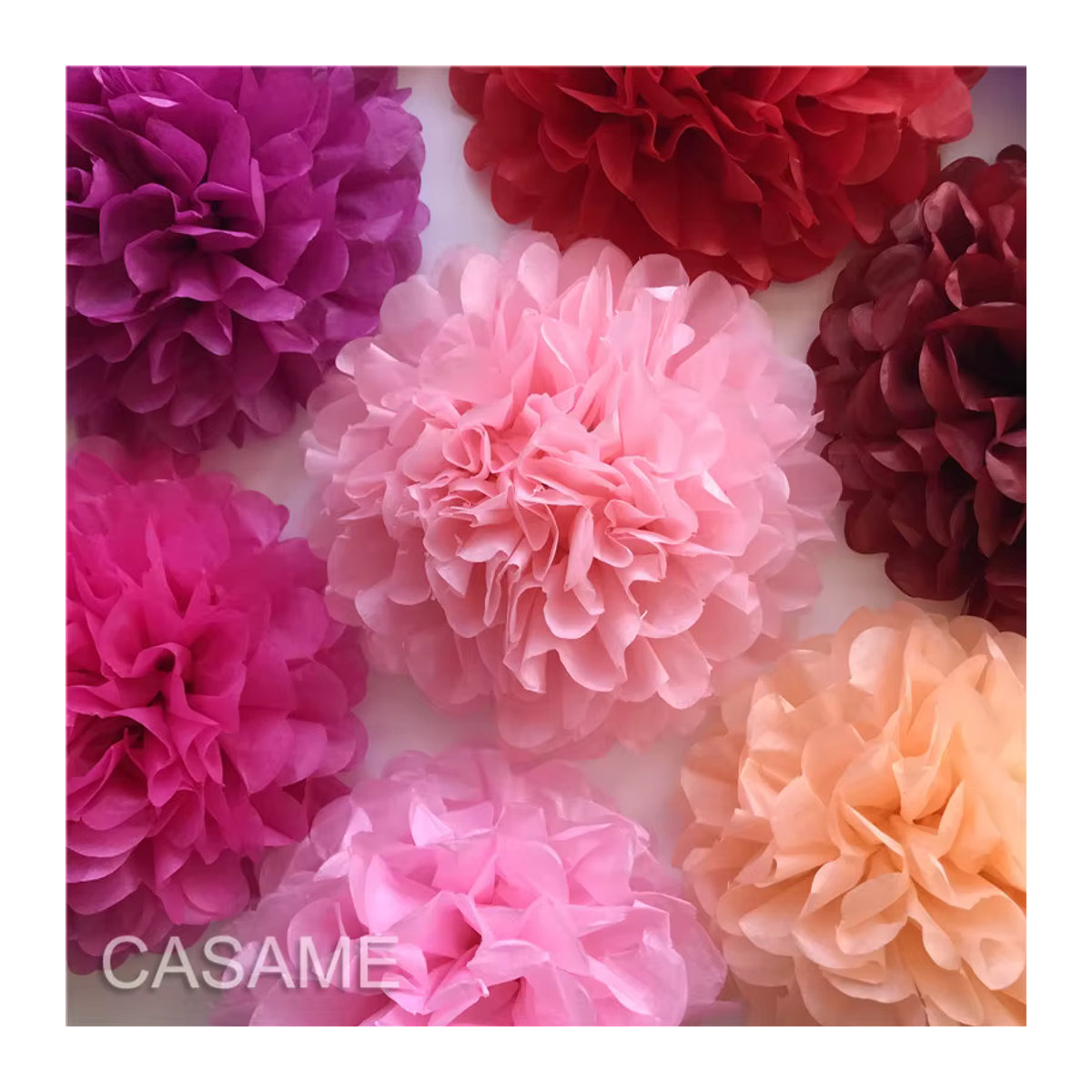 10 Stück Casame Seidenpapier Pom Poms Blumenkugeln in Mehrfarbig, Durchmesser: 25 cm, Dekoration für Hochzeit und Party - Bild 6
