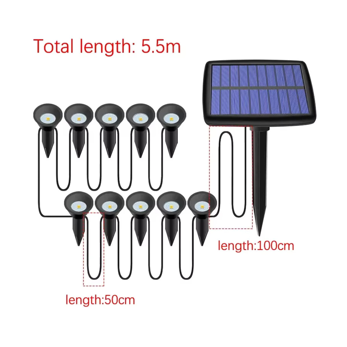 10 Stück Dreamburgh Solar LED Wegeleuchten Schwarz Minimalistisch Wasserdichte Gartenbeleuchtung für Garten und Hof - Bild 5