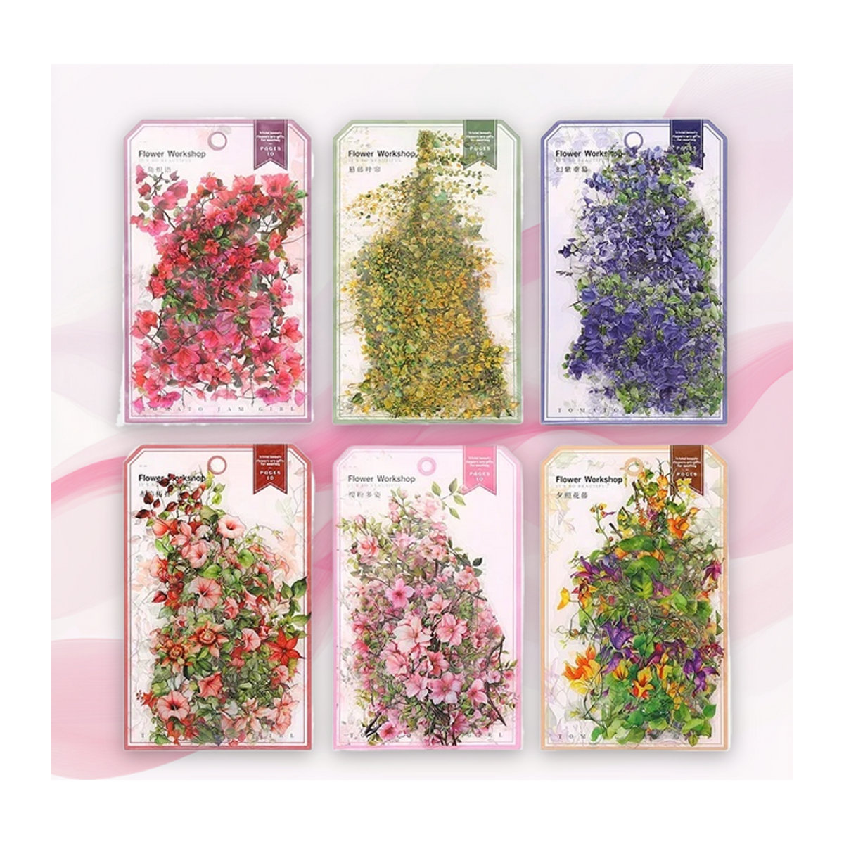 10 Stück florale PET-Aufkleber von YCDBTH in Multicolor mit 6 verschiedenen Blumenreben-Stilen - Bild 1