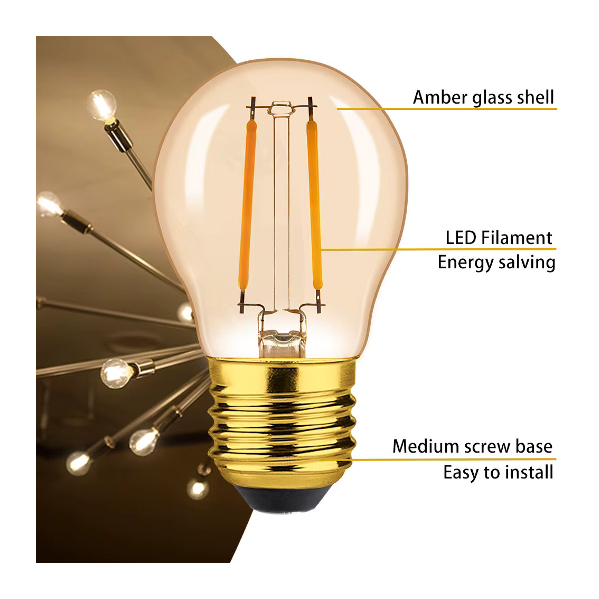 10 Stück Grensk Vintage LED Glühbirnen E27 G45 2 W Bernstein Glas Retro Niederspannungsampullen für RV Camper Innenbeleuchtung - Bild 2