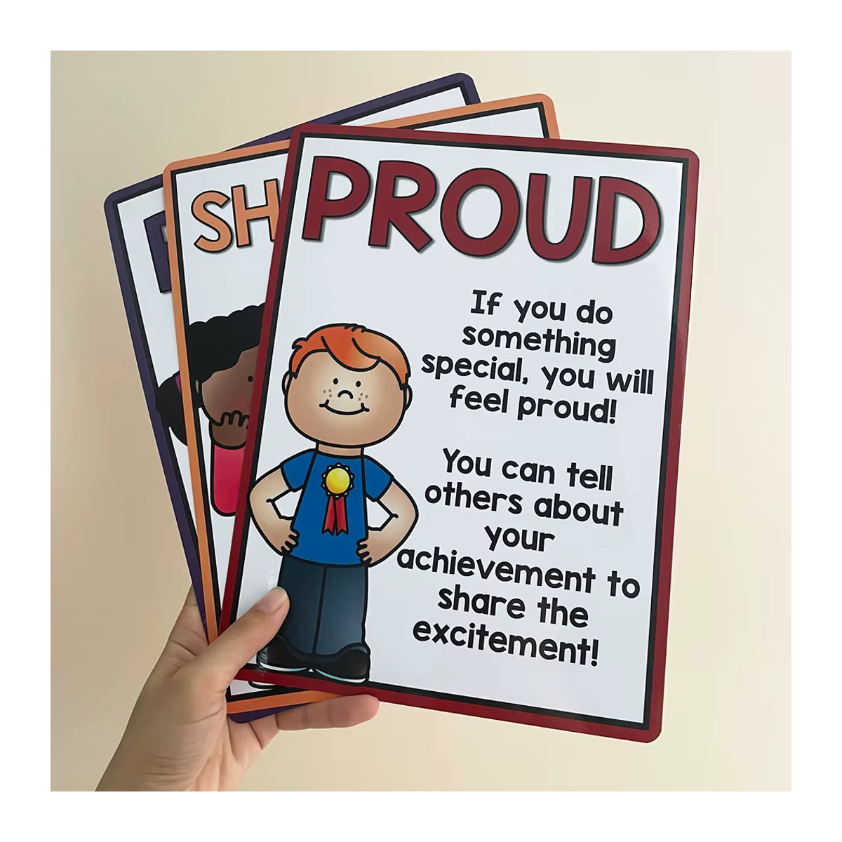 10 Stück GSF Poster zur emotionalen Verarbeitung und Gefühlsdarstellung für Kinder, Wanddekoration als Montessori Lehrmittel, mehrfarbig, B: 21 cm, H: 28,5 cm - Bild 4