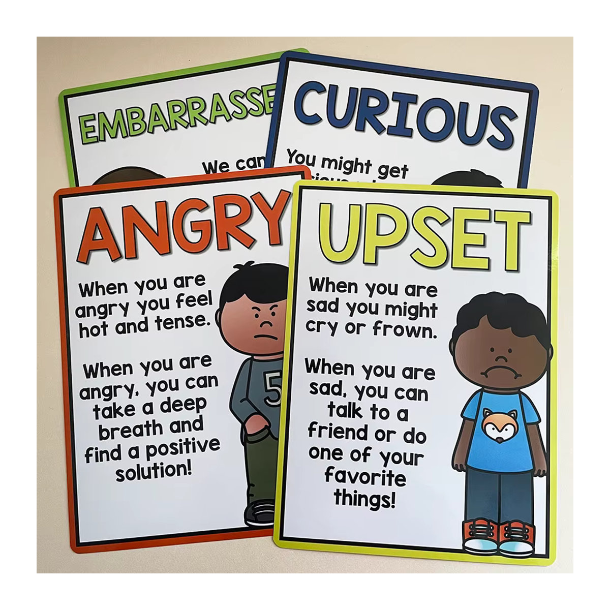 10 Stück GSF Poster zur emotionalen Verarbeitung und Gefühlsdarstellung für Kinder, Wanddekoration als Montessori Lehrmittel, mehrfarbig, B: 21 cm, H: 28,5 cm - Bild 5