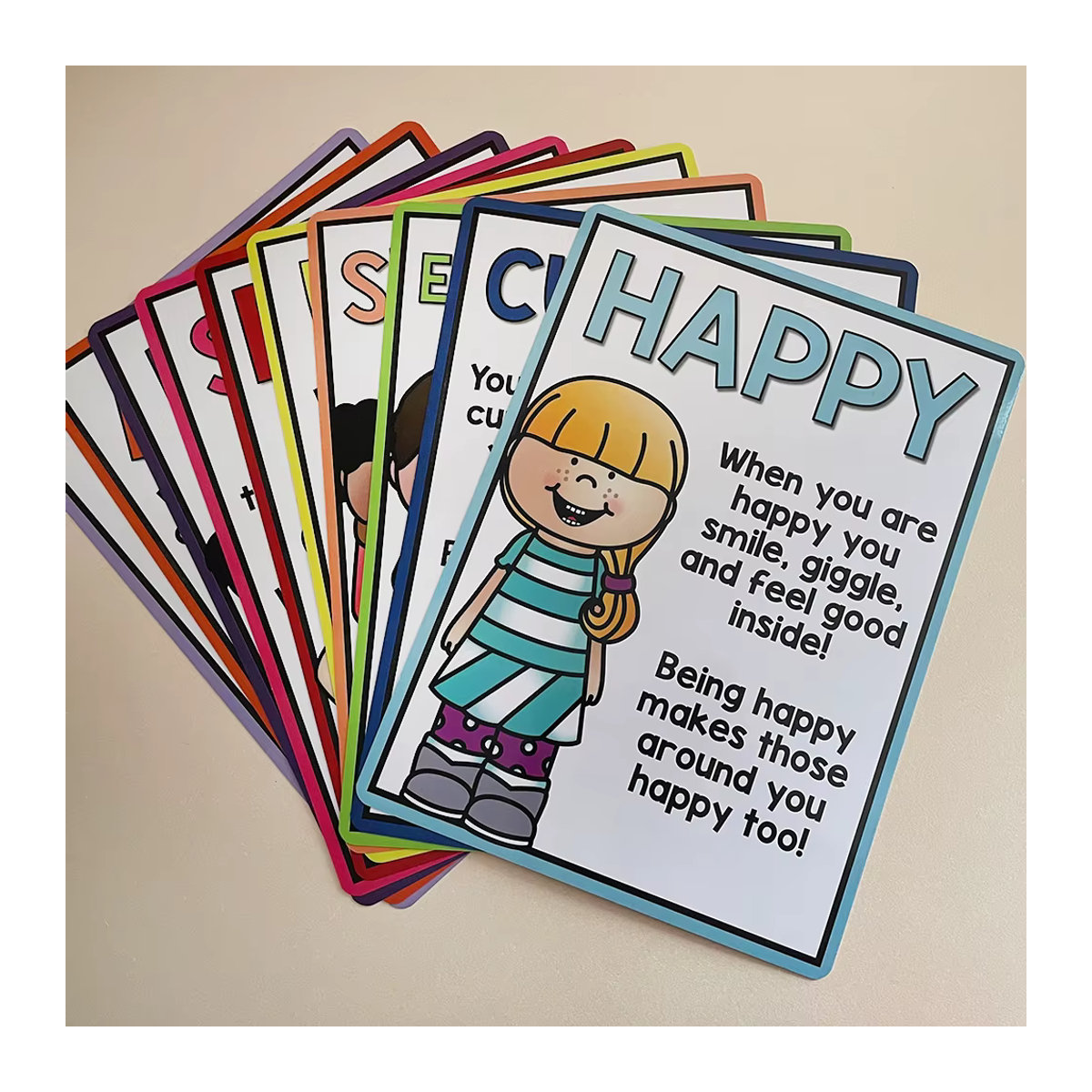 10 Stück GSF Poster zur emotionalen Verarbeitung und Gefühlsdarstellung für Kinder, Wanddekoration als Montessori Lehrmittel, mehrfarbig, B: 21 cm, H: 28,5 cm - Bild 6