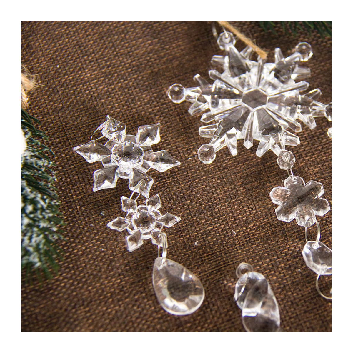 10 Stück joy-enlife Schneeflocken Hängeornamente aus transparentem Glas für Weihnachtsdekoration - Bild 2