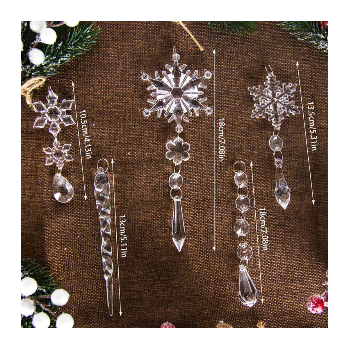 10 Stück joy-enlife Schneeflocken Hängeornamente aus transparentem Glas für Weihnachtsdekoration - Bild 4