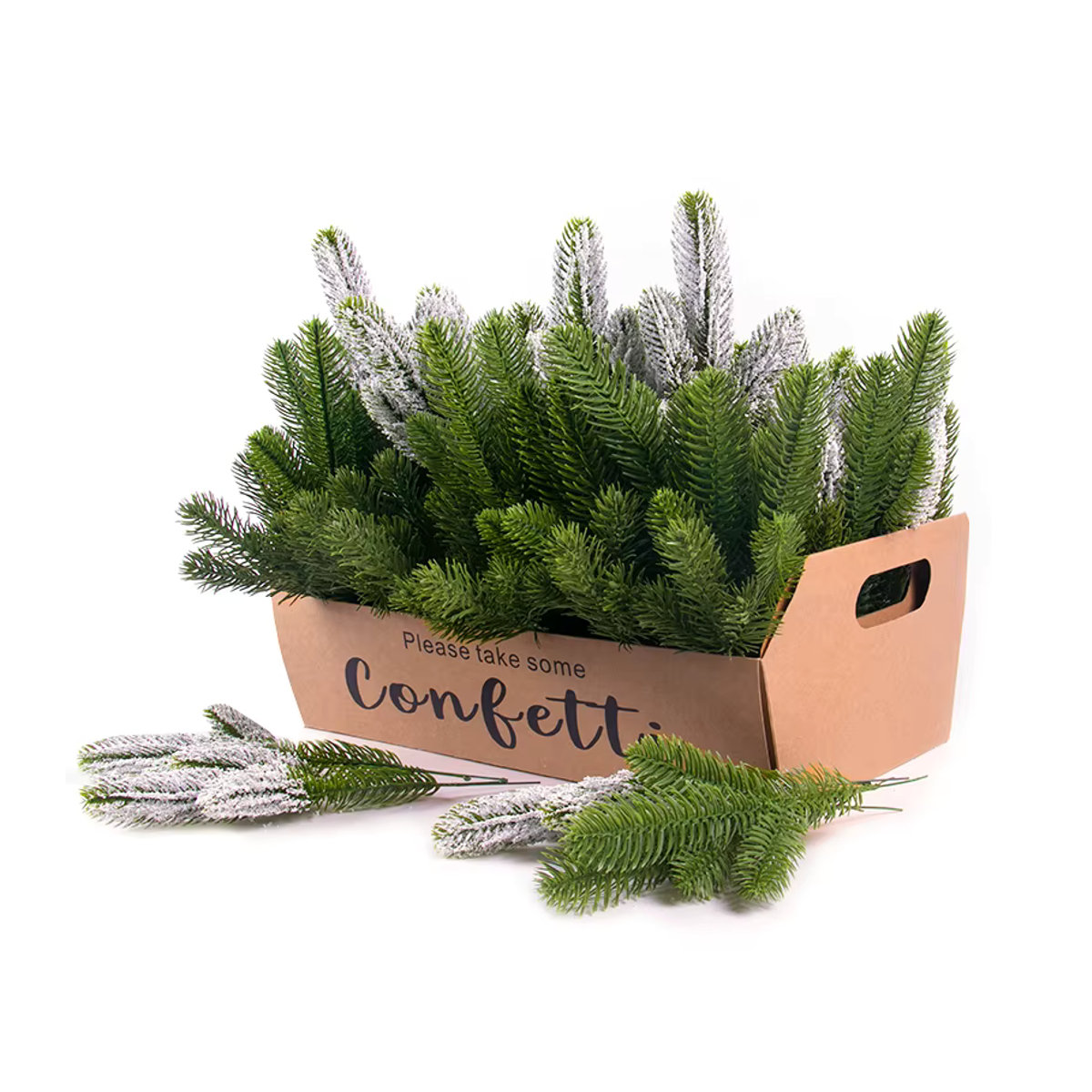 10 Stück künstliche Kiefernzweige in Grün für deine Weihnachtsdekoration und DIY-Kränze - Bild 1