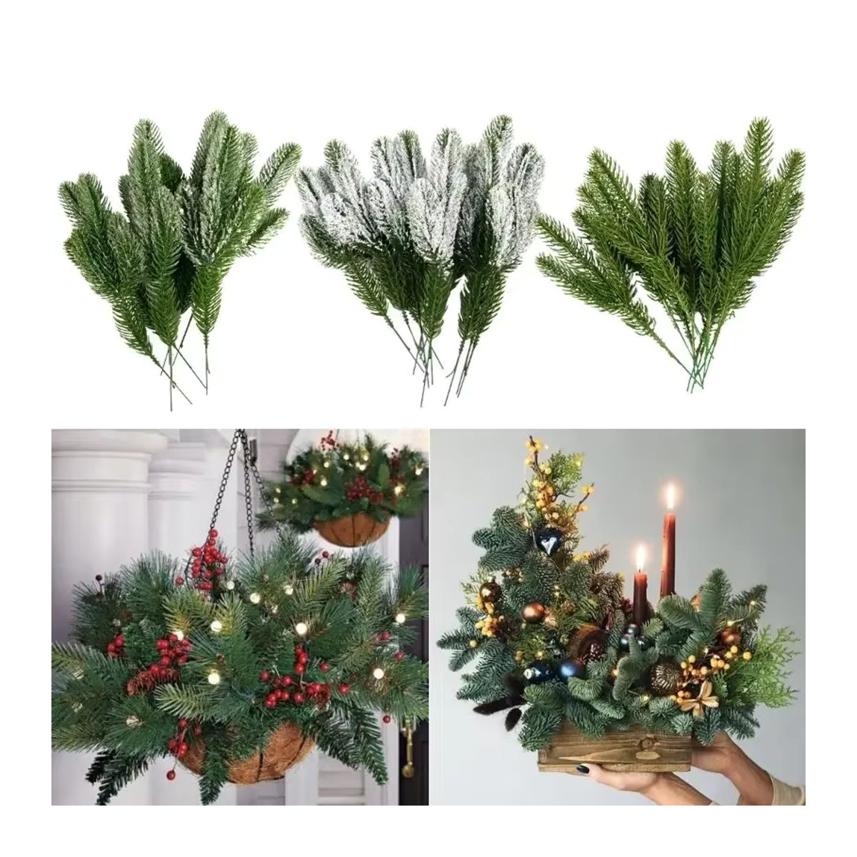 10 Stück künstliche Kiefernzweige in Grün für deine Weihnachtsdekoration und DIY-Kränze - Bild 2