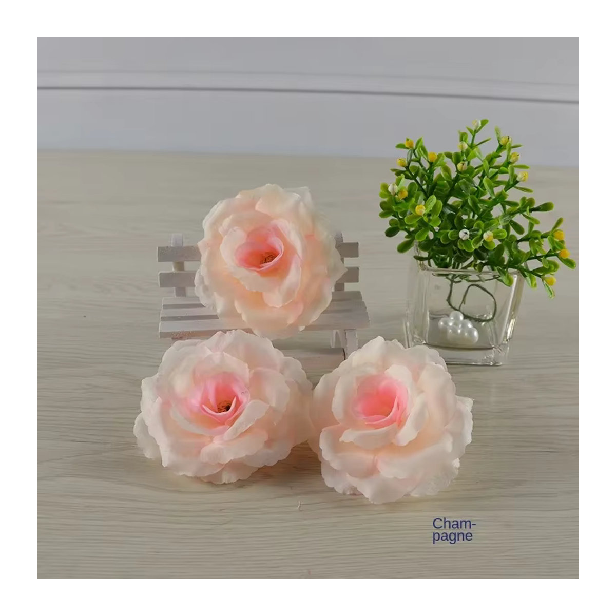 10 Stück künstliche Rosenblüten von merylover in Beige und Rosa, Durchmesser: 8 cm, ideal für Hochzeitsdekorationen und florale Gestaltung - Bild 1
