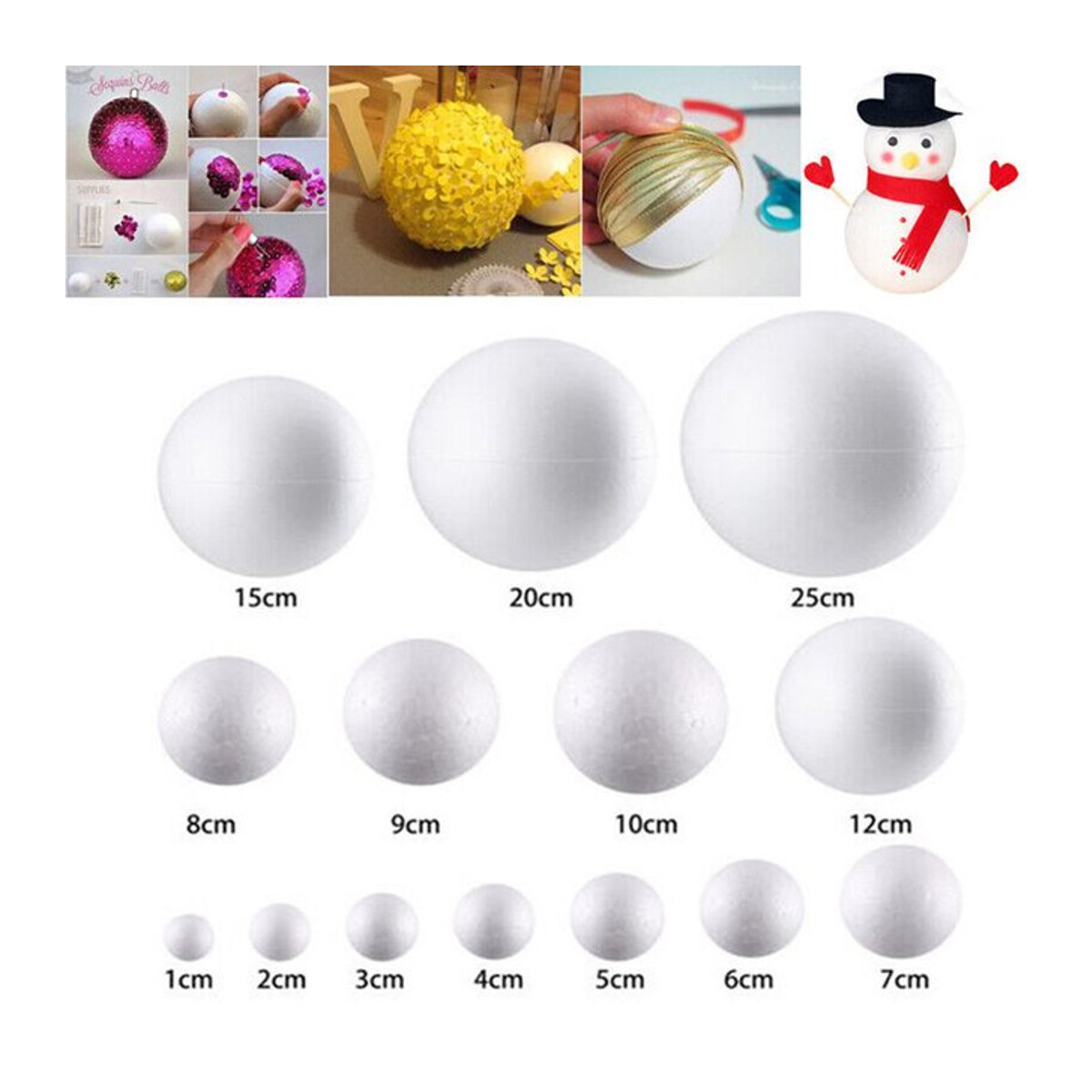 10 Stück LEENKEA Polystyrol Schaumkugeln in Weiß für DIY Hochzeitsdeko und Bastelprojekte - Bild 1
