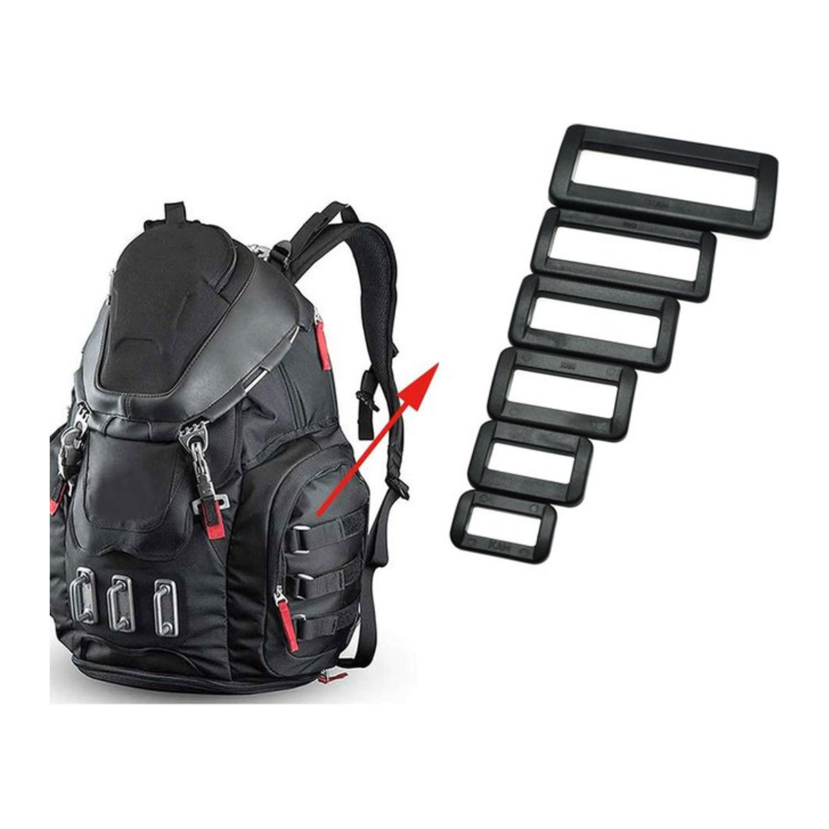10 Stück Looploc Schlaufen mit seitlicher Entriegelung, Kunststoff Rechteck-Ringe für Rucksackgurte und Taschen, Schwarz, 15 mm bis 50 mm, MEIGEMEI - Bild 1
