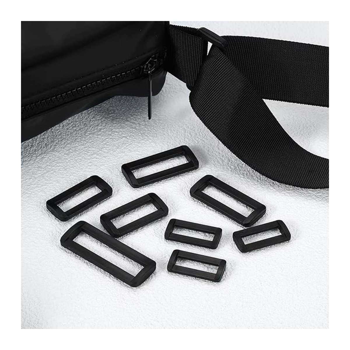 10 Stück Looploc Schlaufen mit seitlicher Entriegelung, Kunststoff Rechteck-Ringe für Rucksackgurte und Taschen, Schwarz, 15 mm bis 50 mm, MEIGEMEI - Bild 4