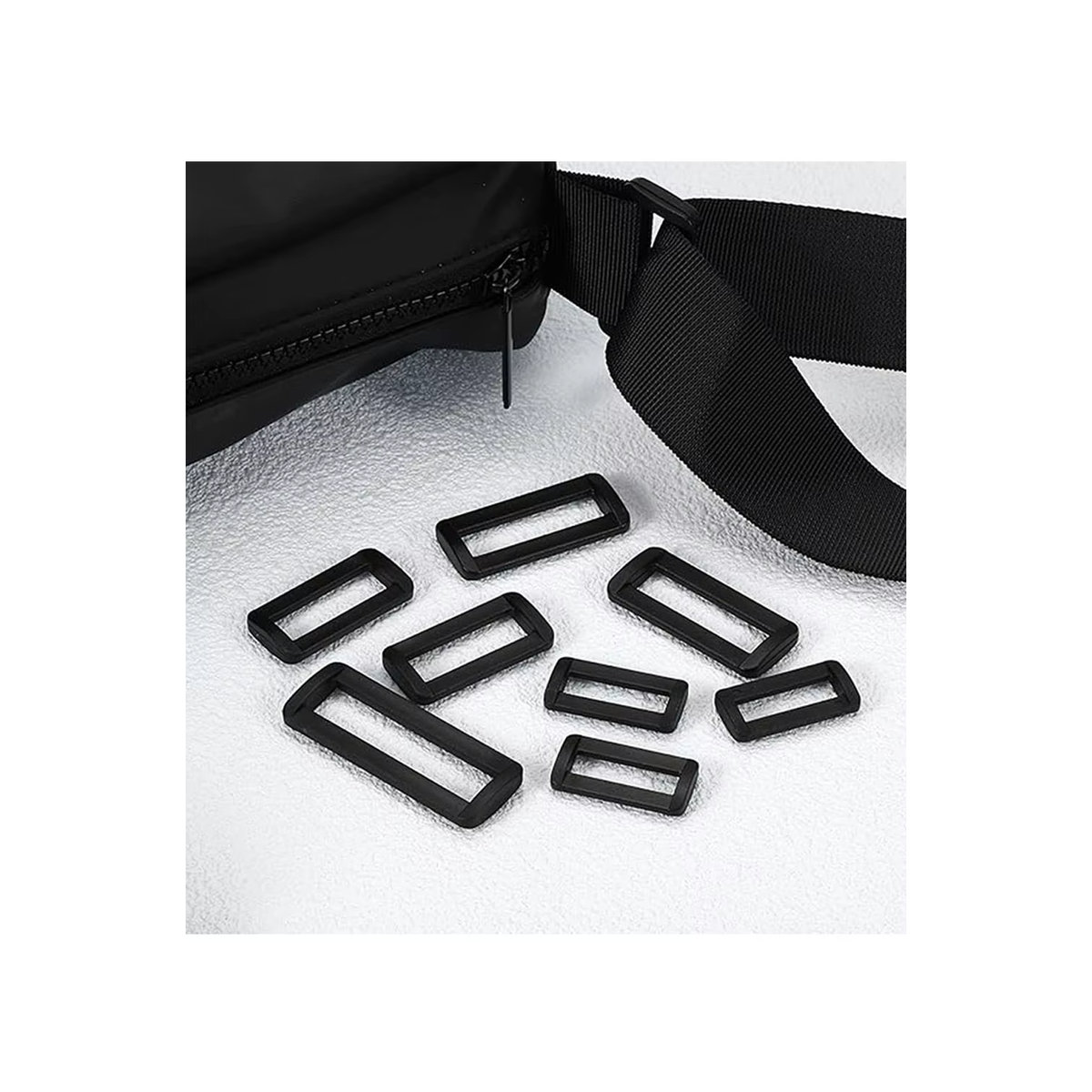 10 Stück Looploc Schlaufen mit seitlicher Entriegelung, Kunststoff Rechteck-Ringe für Rucksackgurte und Taschen, Schwarz, 15 mm bis 50 mm, MEIGEMEI - Bild 6