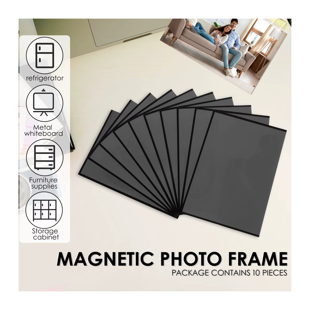 10 Stück magnetische Bilderrahmen aus transparentem PVC für den Kühlschrank, wiederverwendbare Fotomagnete im Format 10,16 x 15,24 cm - Bild 6