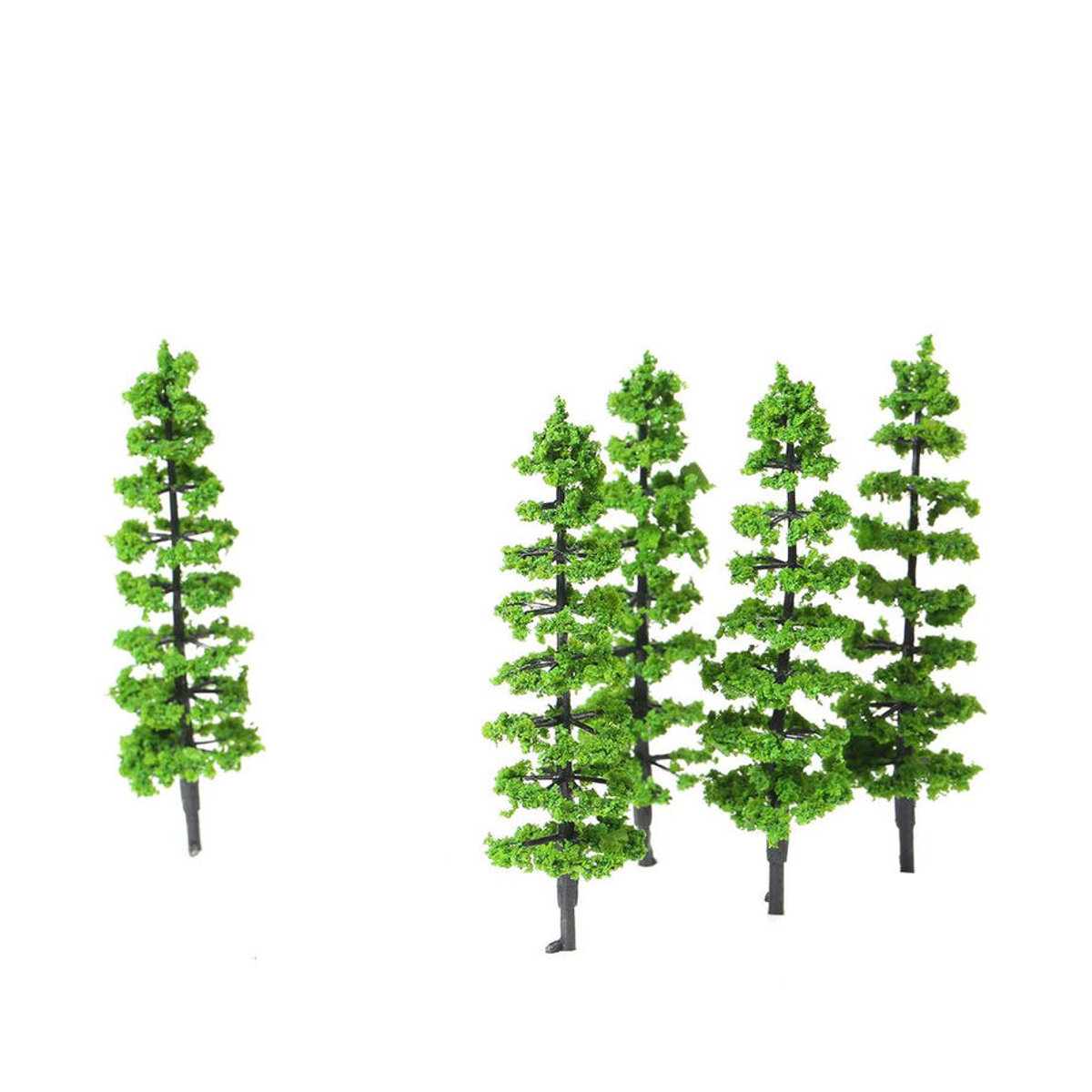 10 Stück Miniatur Tannen aus Kunststoff in Grün für Modellbau und Landschaftsdekoration von Brazone - Bild 4