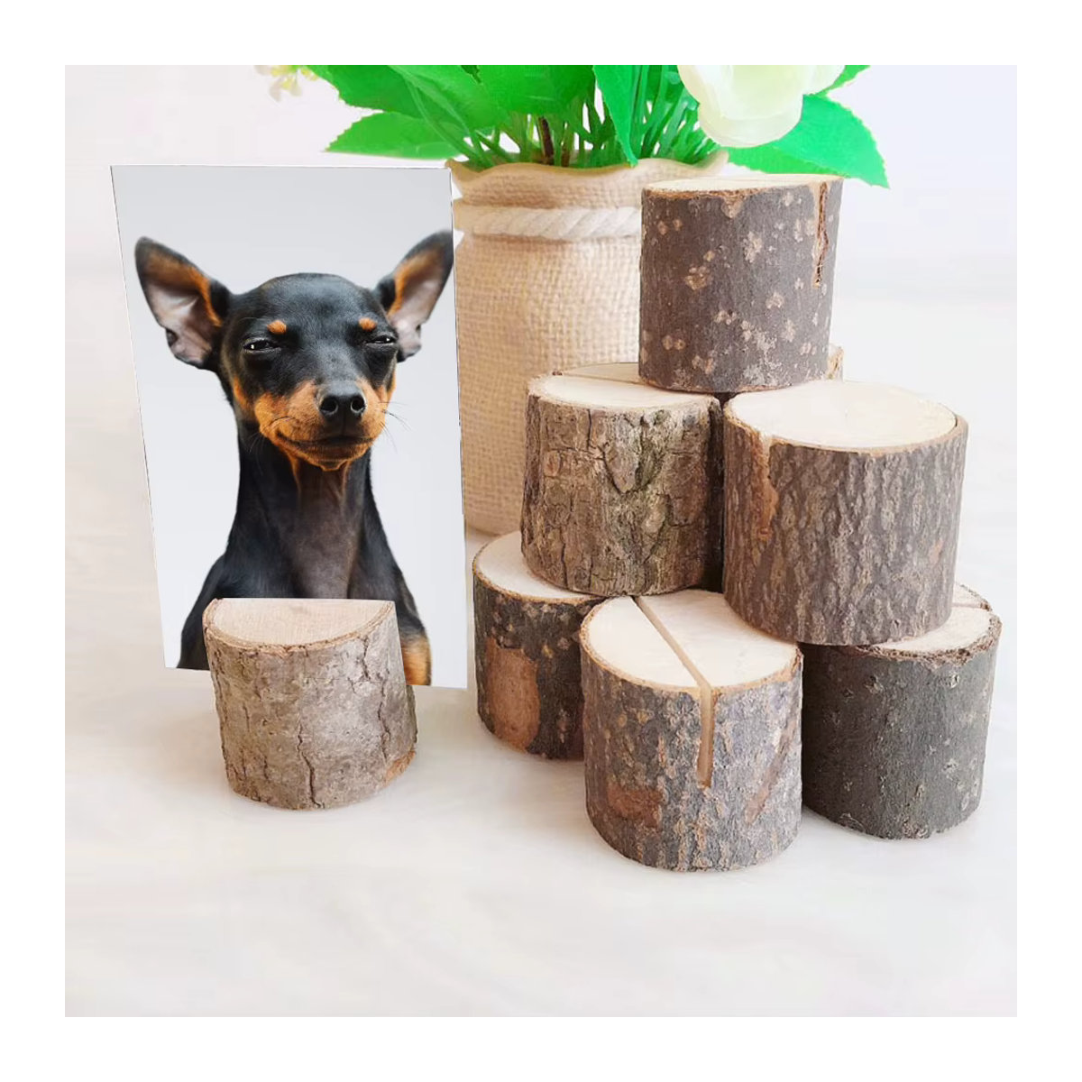 10 Stück Qiilu Tischkartenhalter aus Holz in Braun für Hochzeiten im rustikalen Design - Bild 2
