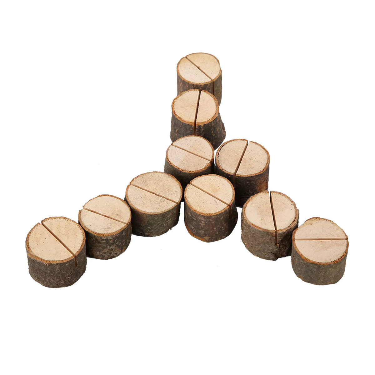 10 Stück Qiilu Tischkartenhalter aus Holz in Braun für Hochzeiten im rustikalen Design - Bild 3