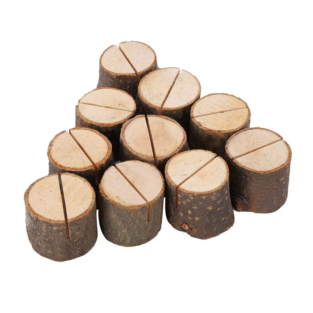 10 Stück Qiilu Tischkartenhalter aus Holz in Braun für Hochzeiten im rustikalen Design - Bild 5