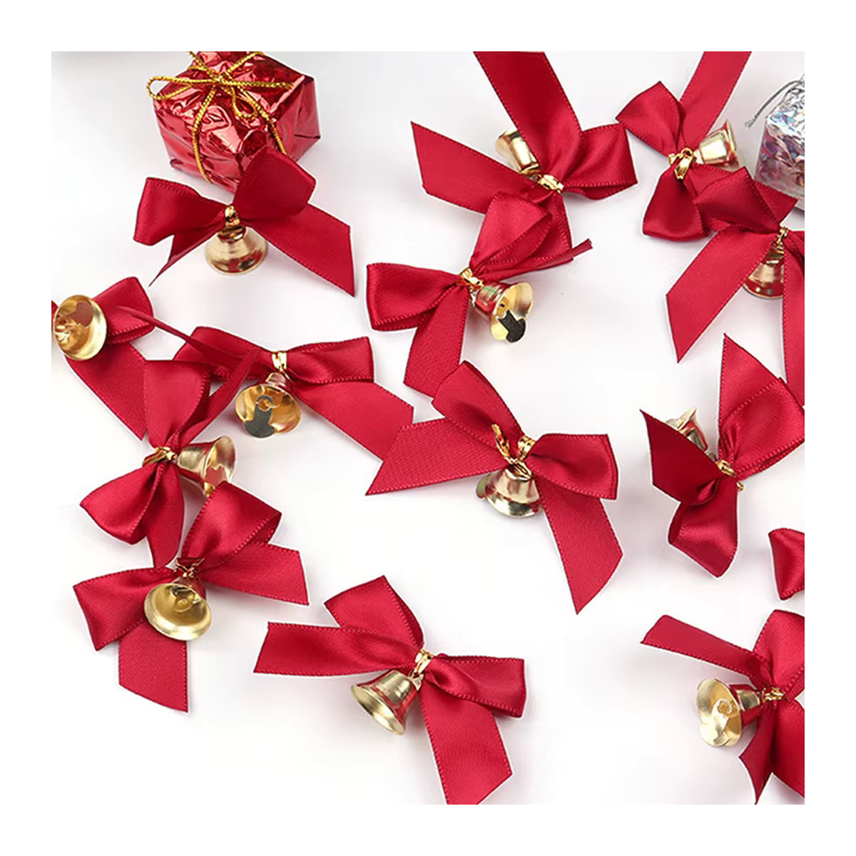 10 Stück rote Weihnachts-Schleifenglocken für DIY-Bastelarbeiten und Weihnachtsbaumdekoration - Bild 4