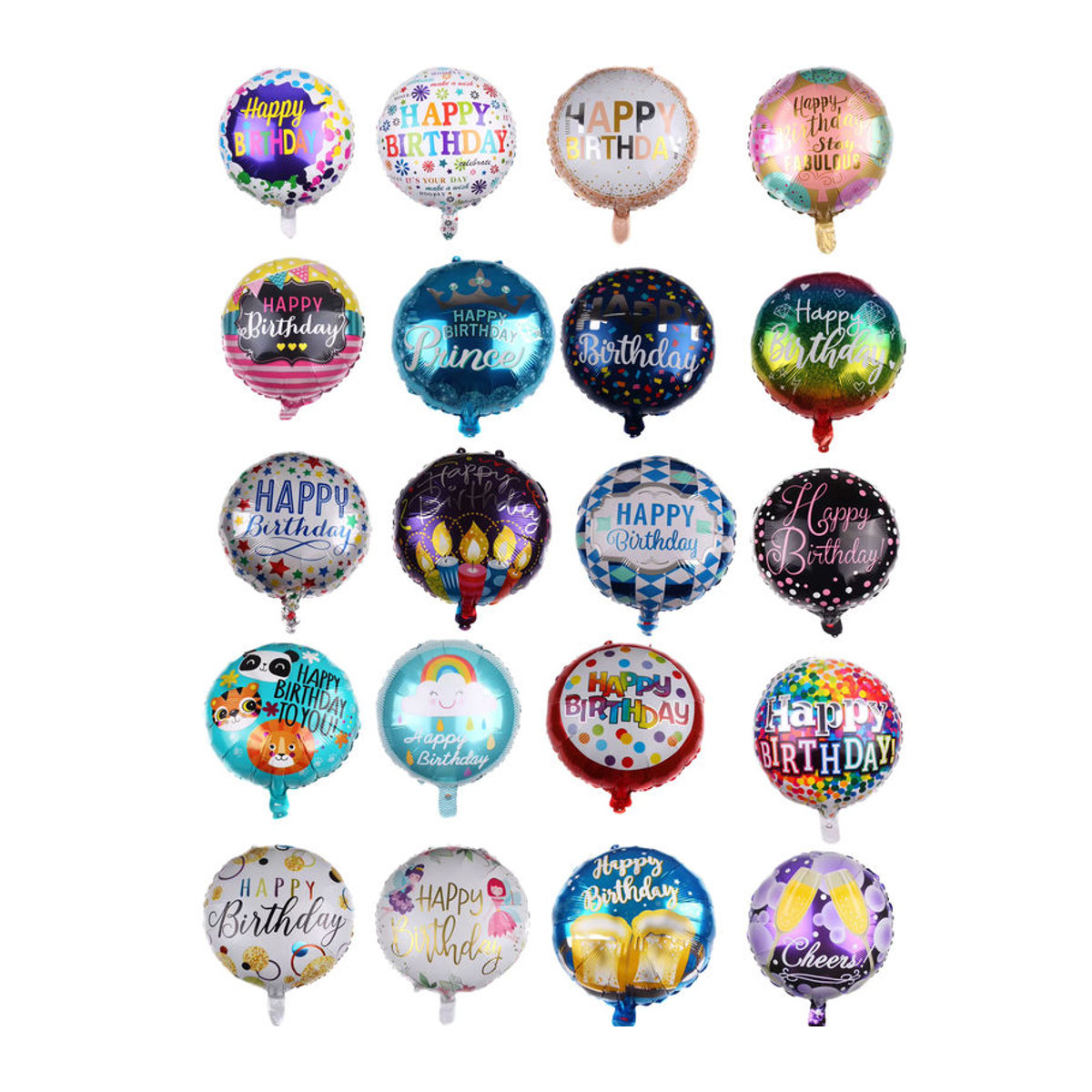 10 Stück Runde Happy Birthday Luftballons Set von EACH PARTY in Weiß und Mehrfarbig, 45,72 cm Durchmesser, Heliumballons für deine Geburtstagsdekoration - Bild 3