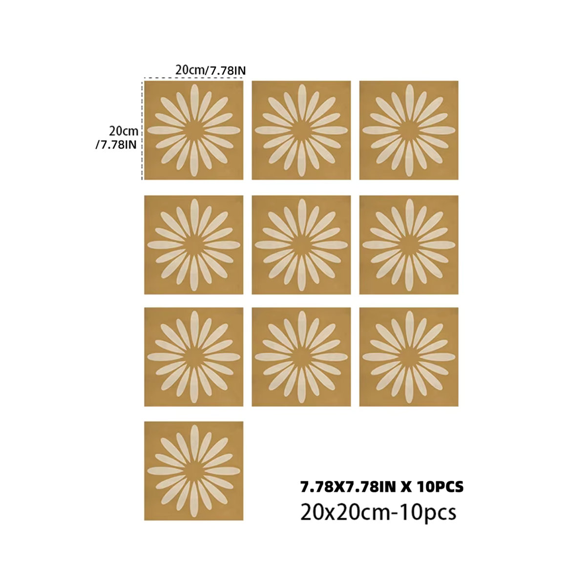 10 Stück Sonnenblumen Wandaufkleber aus PVC in Gelb für Küche und Badezimmer, Fliesen-Dekor zum Aufkleben, B/H: 20 x 20 cm - Bild 5