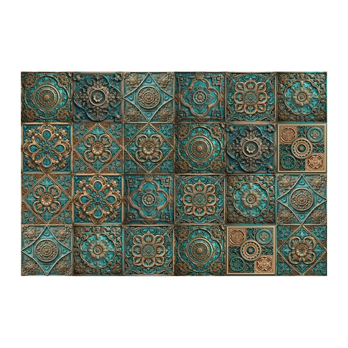 10 Stück Vintage Wandaufkleber aus PVC im Metallstil, wasserfeste und selbstklebende Fliesenaufkleber mit geometrischem Design für Küche und Schlafzimmer von 魅集 - Bild 1