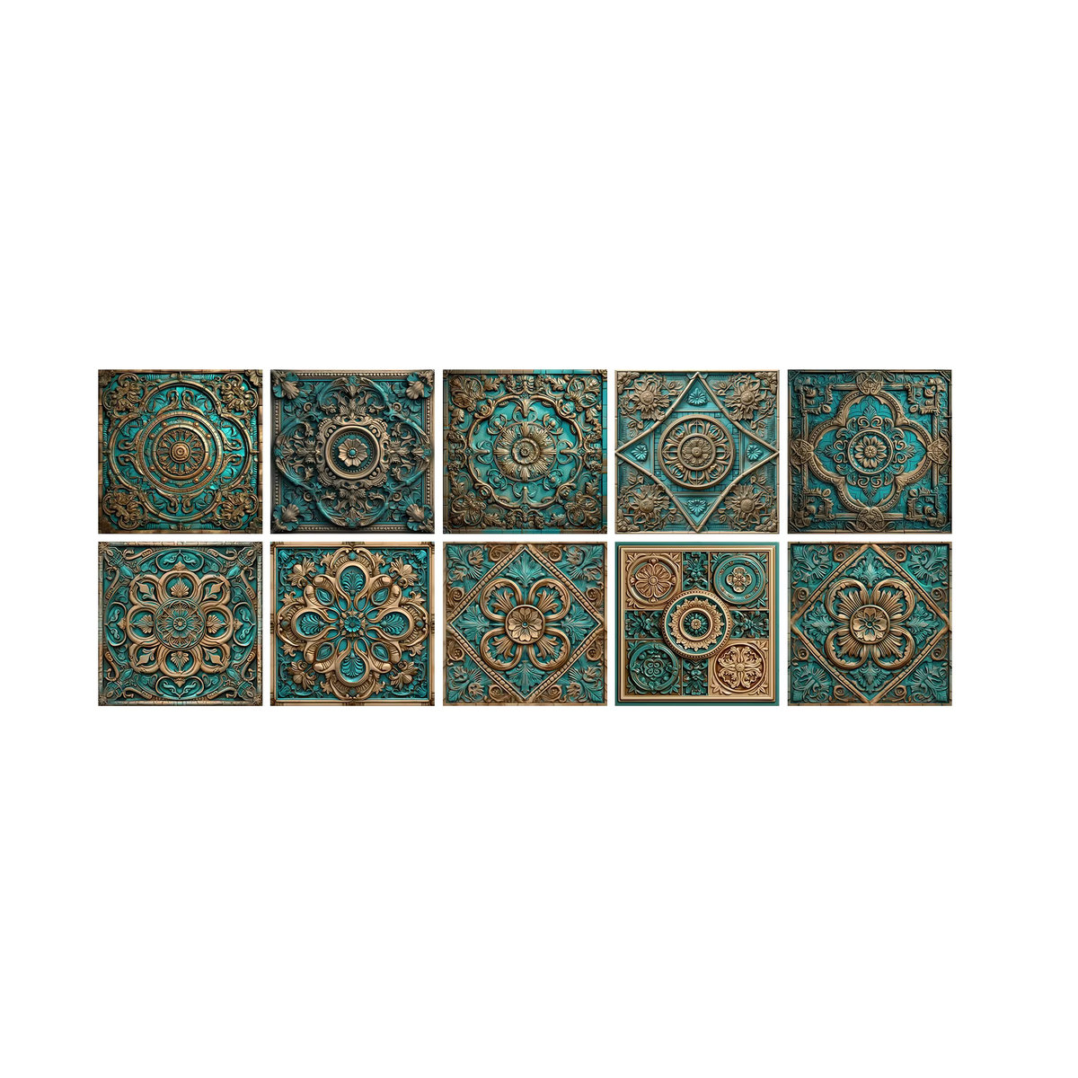 10 Stück Vintage Wandaufkleber aus PVC im Metallstil, wasserfeste und selbstklebende Fliesenaufkleber mit geometrischem Design für Küche und Schlafzimmer von 魅集 - Bild 4
