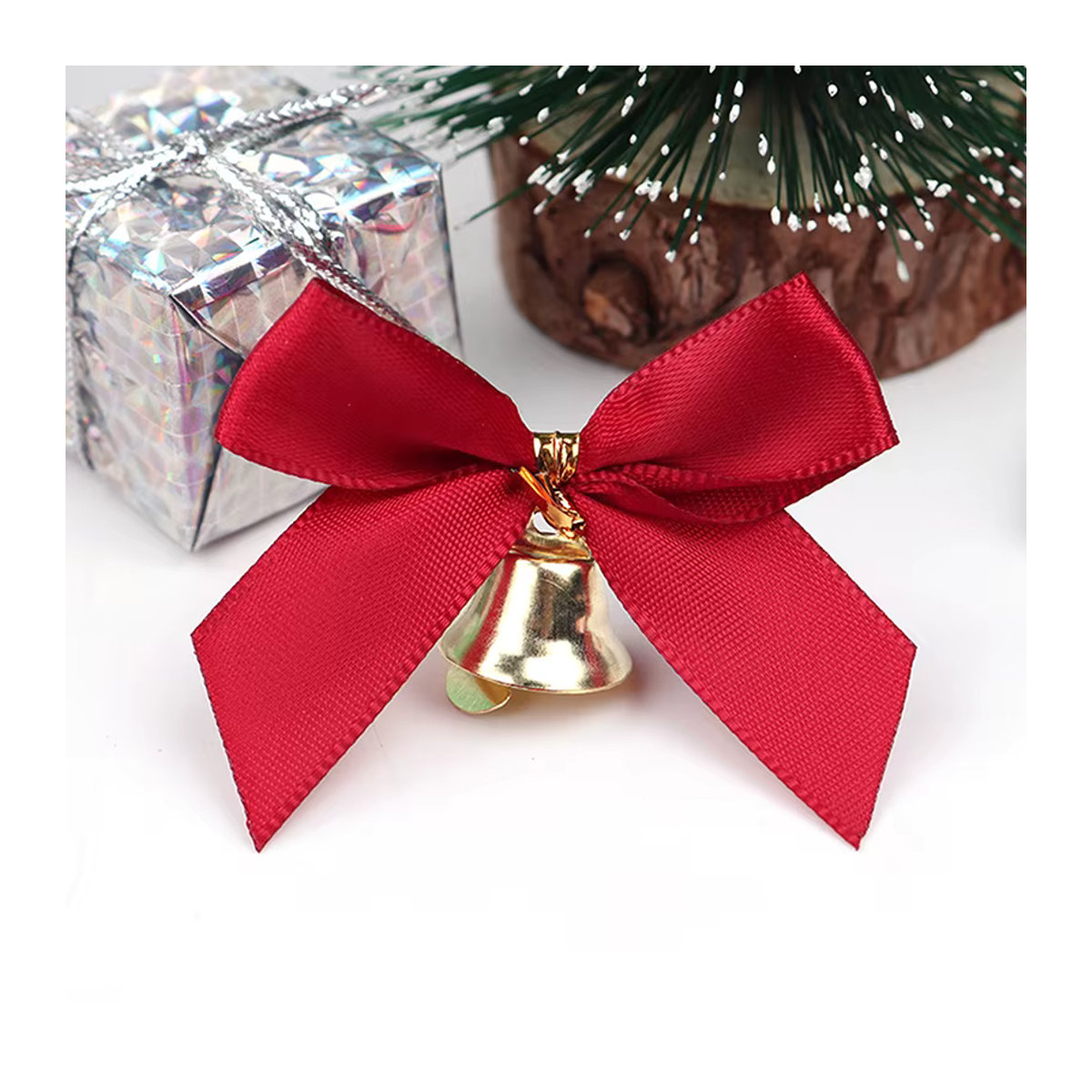 10 Stück Weihnachtsfliegen in Rot mit kleinen Glocken für deine Weihnachtsbaumdekoration und DIY-Bastelprojekte - Bild 2