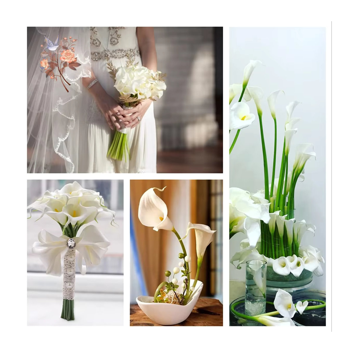 10 Stück weiße künstliche Calla-Lilien von YN HI FLOWER für Hochzeitsstrauß und Tischdekoration - Bild 4
