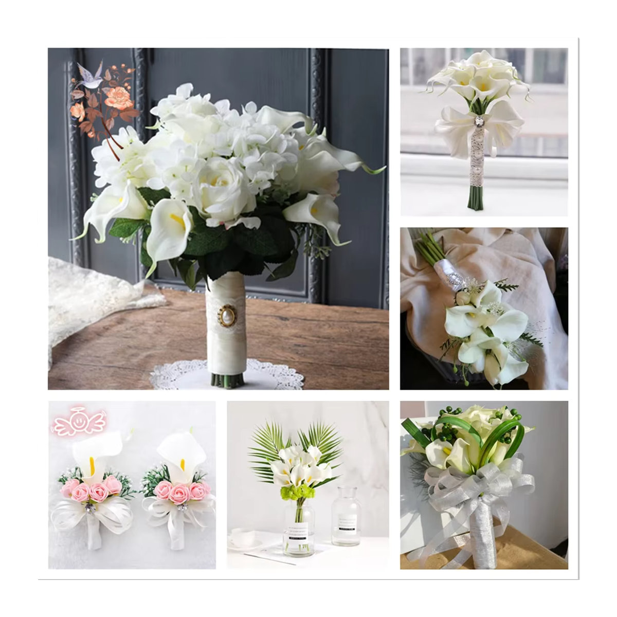 10 Stück weiße künstliche Calla-Lilien von YN HI FLOWER für Hochzeitsstrauß und Tischdekoration - Bild 5
