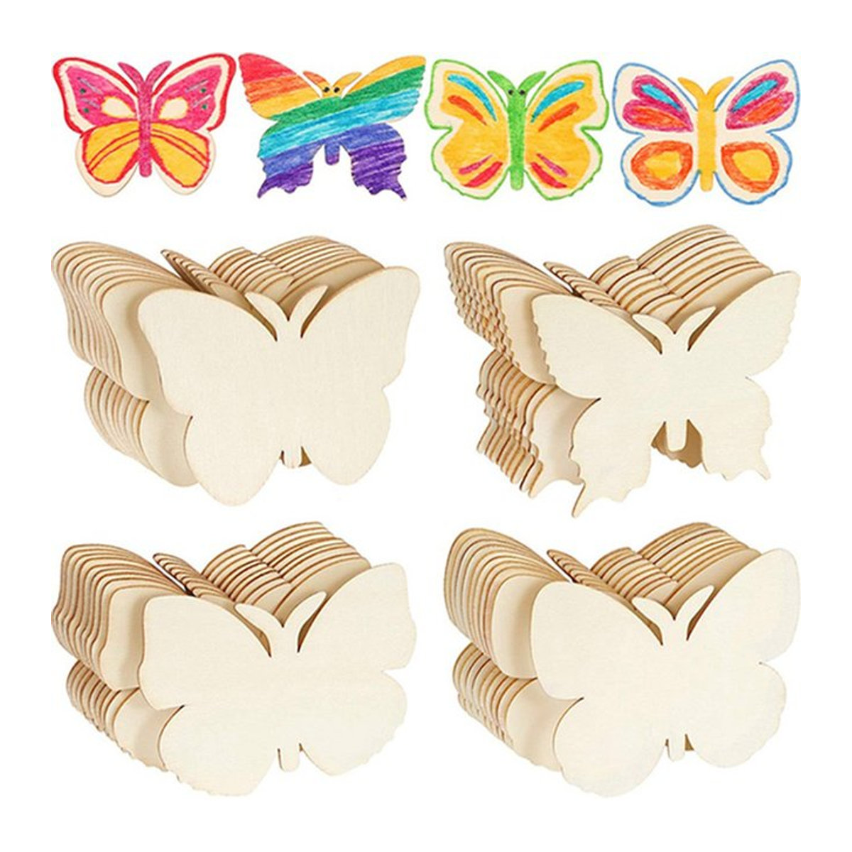 10 Stück ZQNYCY Holz Schmetterlinge als Blanko-Elemente in Beige für DIY Bastelarbeiten, Kinder Malerei und Dekoration zu Ostern, Hochzeit oder Geburtstag - Bild 1