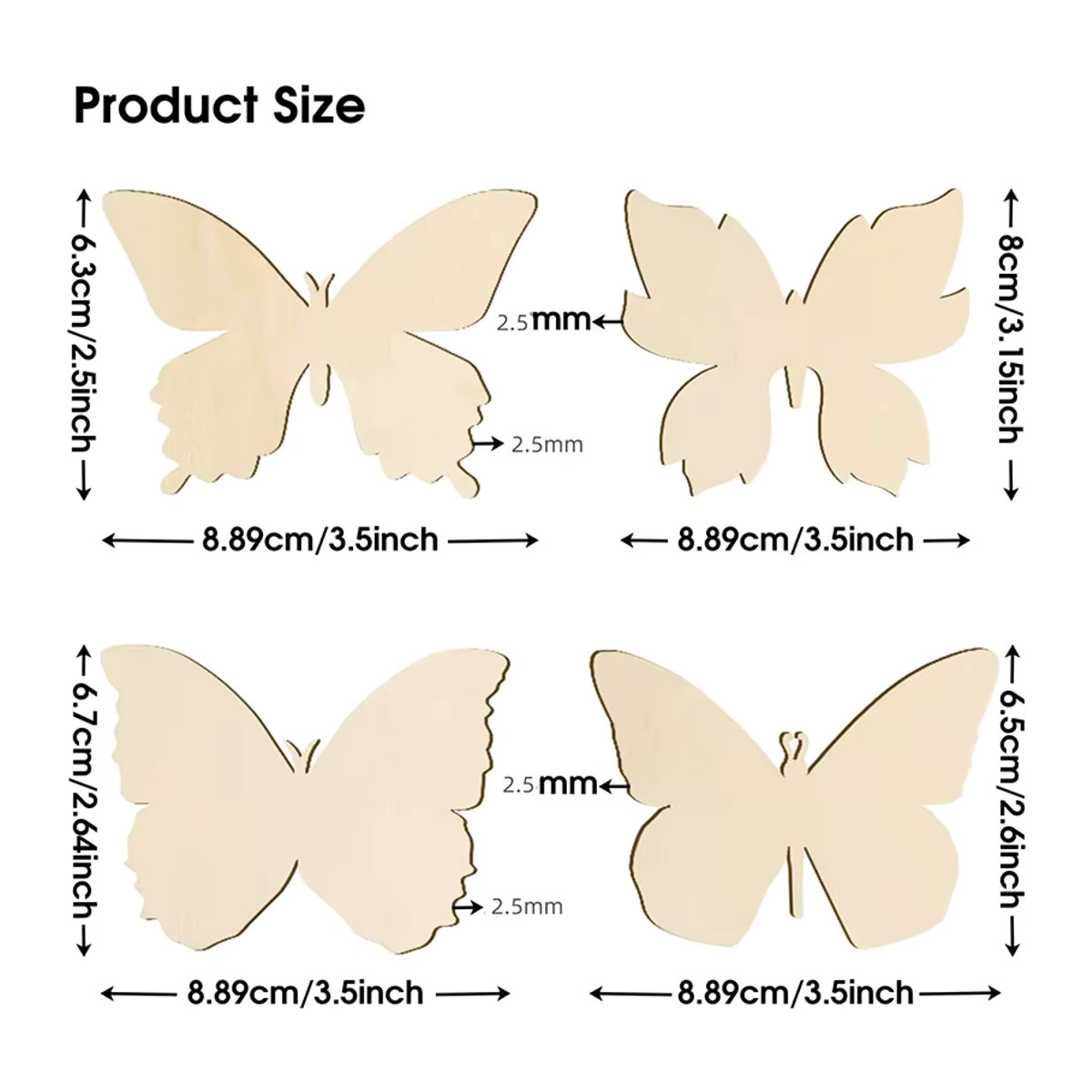 10 Stück ZQNYCY Holz Schmetterlinge als Blanko-Elemente in Beige für DIY Bastelarbeiten, Kinder Malerei und Dekoration zu Ostern, Hochzeit oder Geburtstag - Bild 2