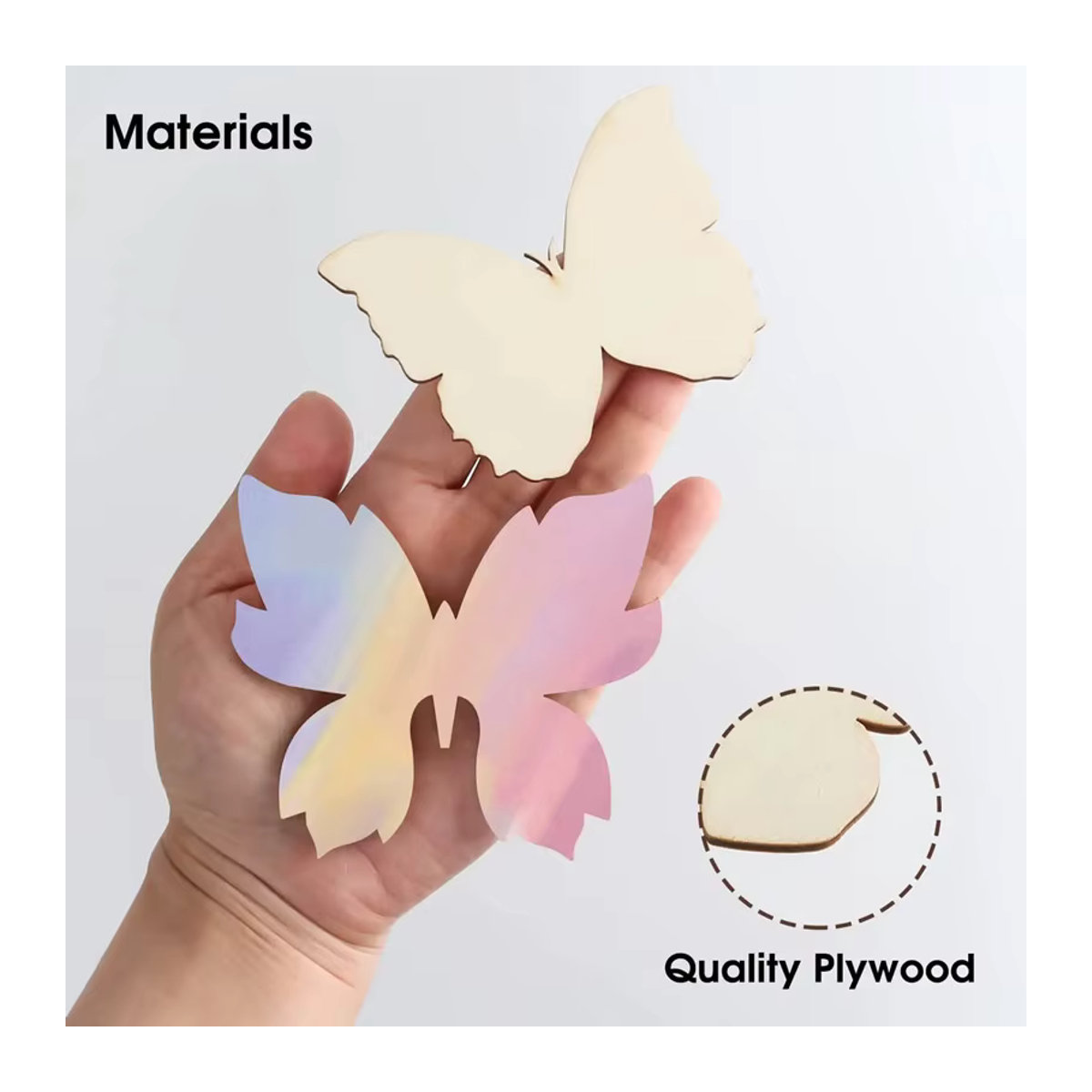 10 Stück ZQNYCY Holz Schmetterlinge als Blanko-Elemente in Beige für DIY Bastelarbeiten, Kinder Malerei und Dekoration zu Ostern, Hochzeit oder Geburtstag - Bild 4