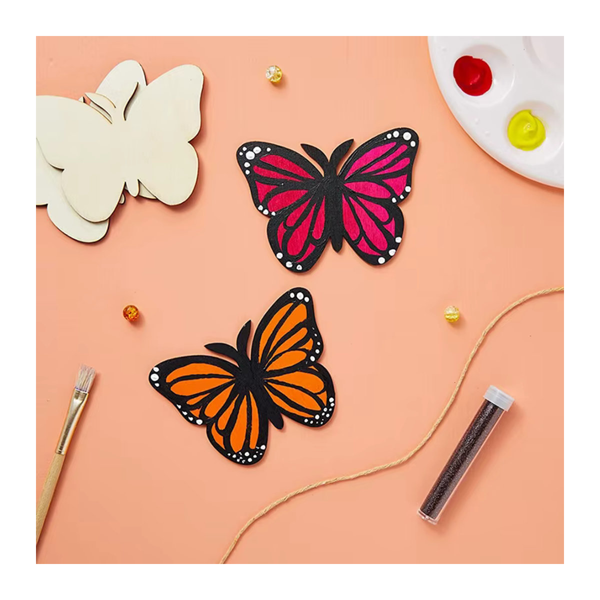 10 Stück ZQNYCY Holz Schmetterlinge als Blanko-Elemente in Beige für DIY Bastelarbeiten, Kinder Malerei und Dekoration zu Ostern, Hochzeit oder Geburtstag - Bild 5