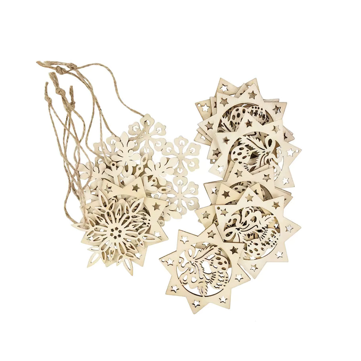 10 Stück ZQNYCY Holz Schneeflocken Chips in Beige für Weihnachtsdeko und Scrapbooking - Bild 2