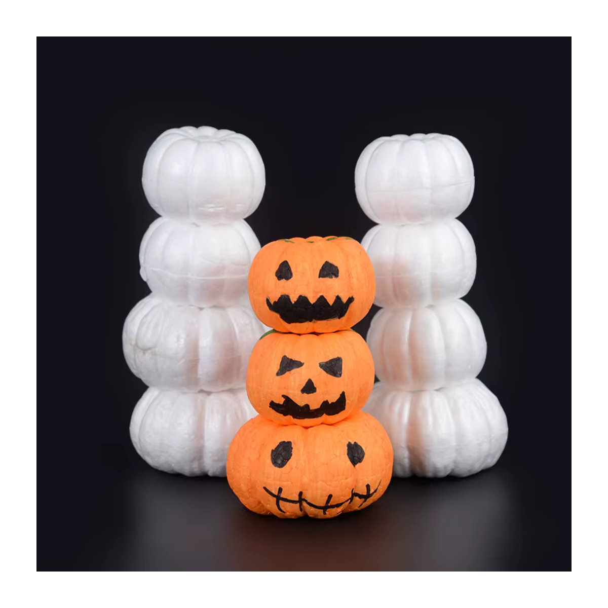 10 Stück ZQNYCY weiße Schaumstoff-Kürbismodelle aus Polystyrol für Halloween-Dekoration und DIY-Bastelarbeiten für Kinder, Durchmesser: 6 cm und 8 cm - Bild 2