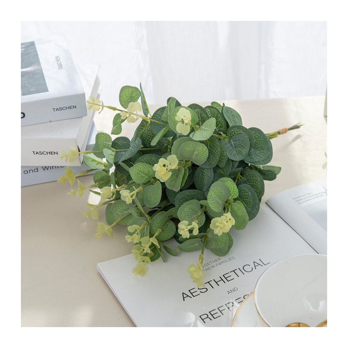 100 Stück Künstliche Eukalyptus Blätter aus Textil in Grün für Deine Dekoration von Hochzeit, Weihnachten oder Scrapbooking - Bild 1