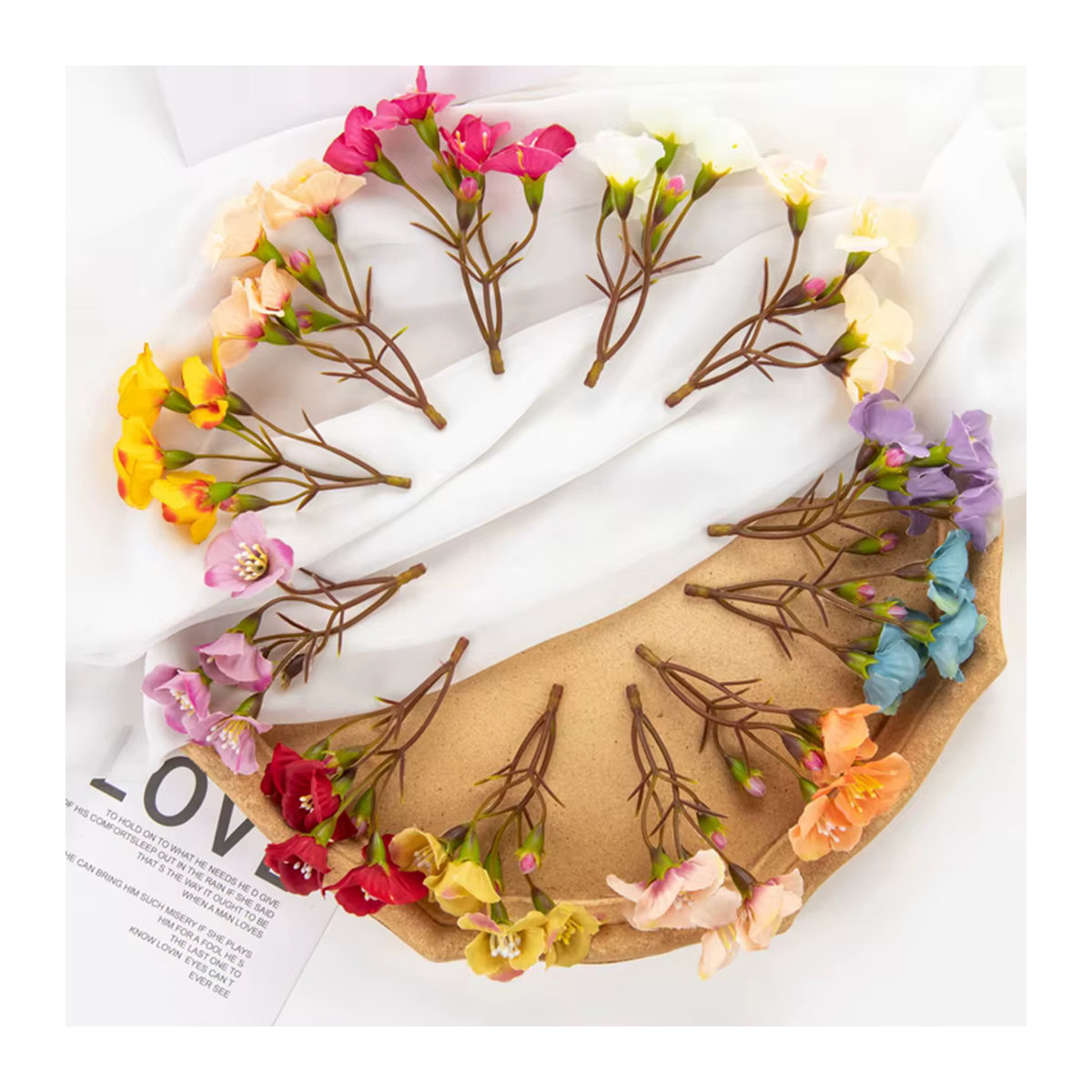 100 Stück künstliche Hortensien von TTCY aus Textil in Gelb und Mehrfarbig für Hochzeit und Weihnachtsdekoration - Bild 3
