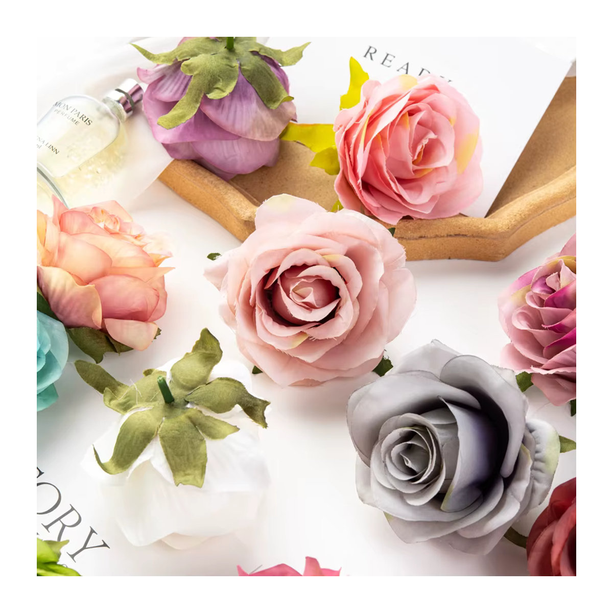 100 Stück künstliche Rosen von ZQCY in Rosa und Mehrfarbig als Einzelstiele für Hochzeit, Garten und Dekoration - Bild 2