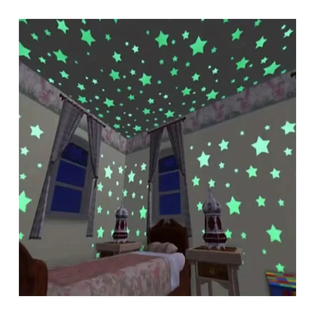 100 Stück leuchtende Stern-Wandaufkleber in Mix Colours zur Dekoration für Kinderzimmer und Weihnachten - Bild 2