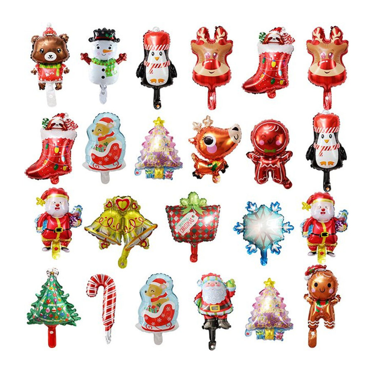 100 Stück LQVYI Mini Folienballons für Weihnachtsdekoration mit Schneemann und Weihnachtsmann, mehrfarbig - Bild 1