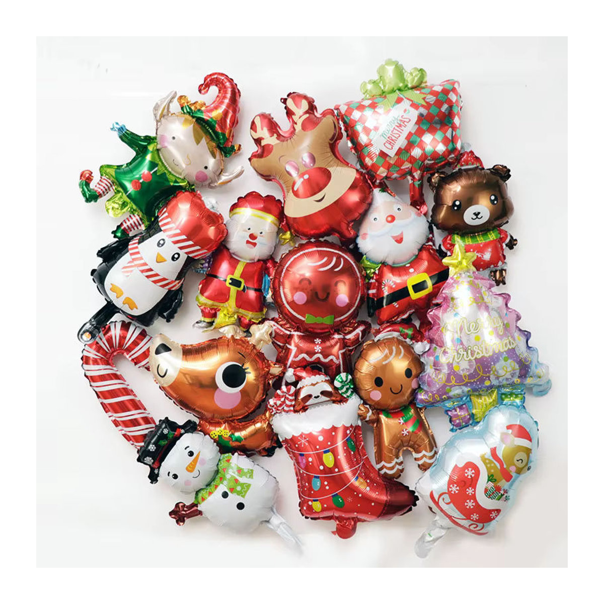 100 Stück LQVYI Mini Folienballons für Weihnachtsdekoration mit Schneemann und Weihnachtsmann, mehrfarbig - Bild 2