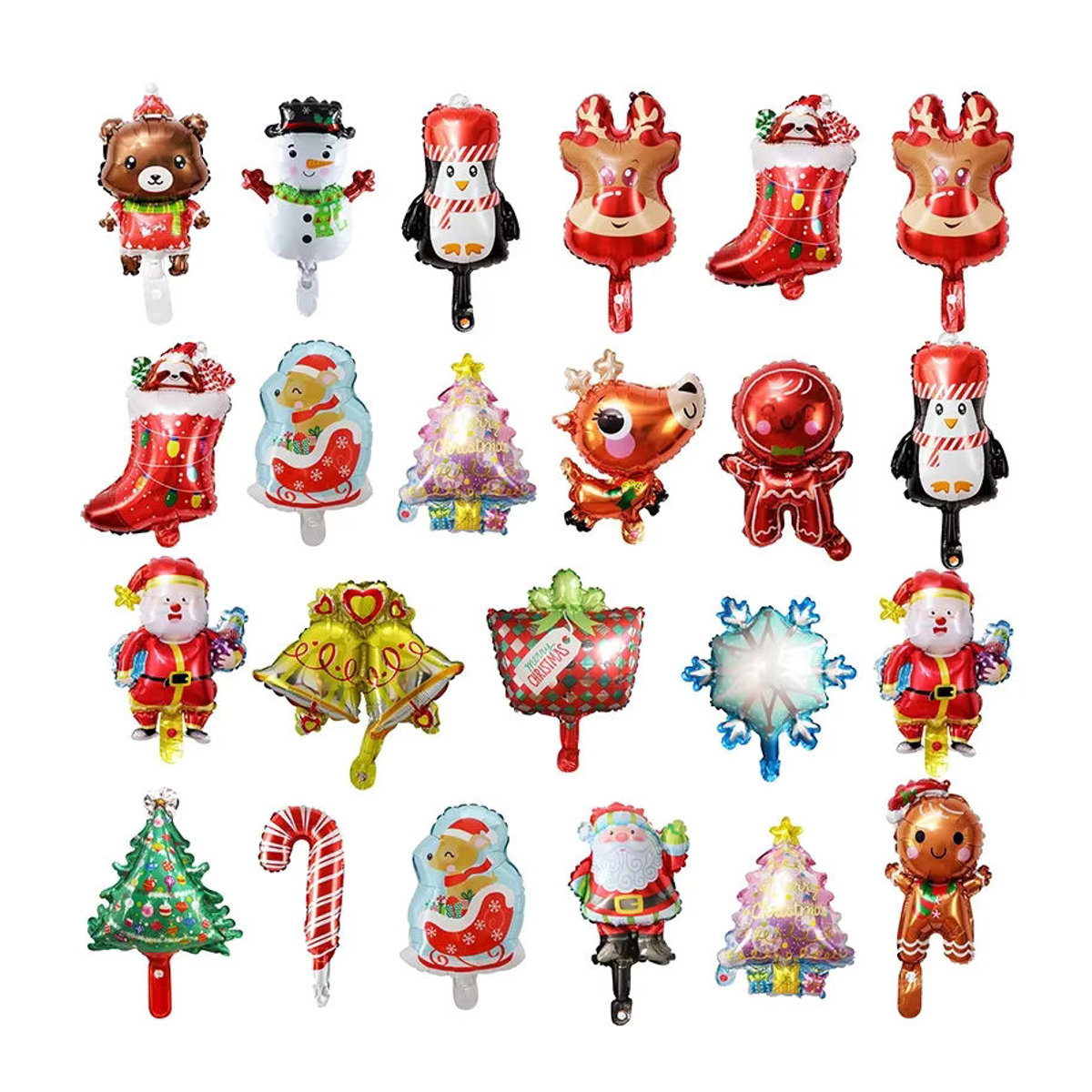 100 Stück LQVYI Mini Folienballons für Weihnachtsdekoration mit Schneemann und Weihnachtsmann, mehrfarbig - Bild 4