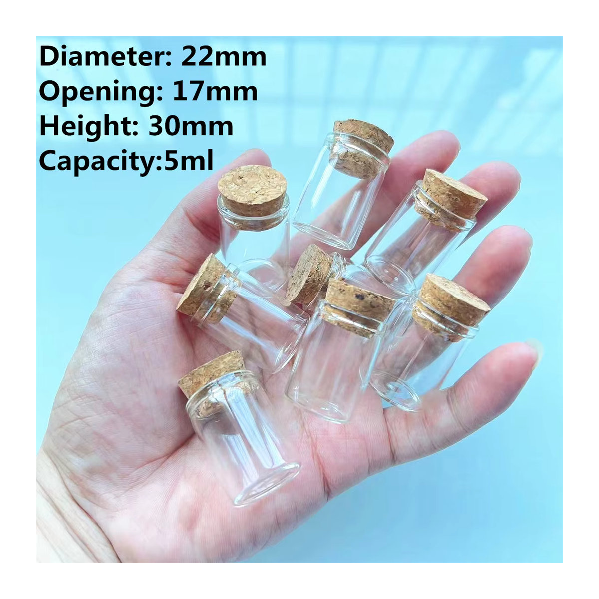 100 Stück LYGIL Mini Glasflaschen mit Korkstopfen, transparent, 5 ml Füllmenge - Bild 6